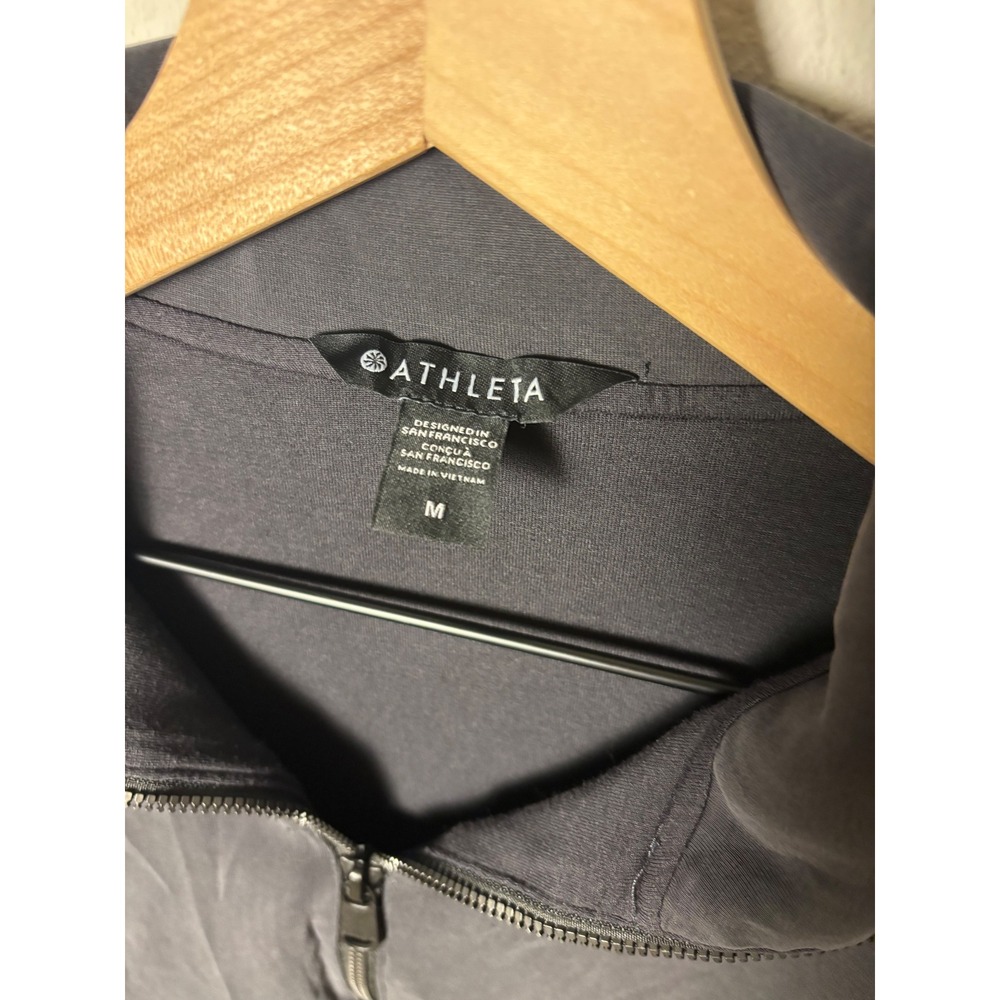Athleta Seasoft Quarter Zip Bubble Hem Sweatshirt Charcoal Grey Womens Medium - Picture 2 of 4